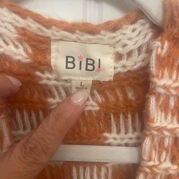 BIBI Dark caramel orange and cream open front cardigan. Warm long adorable!!! - Picture 3 of 9